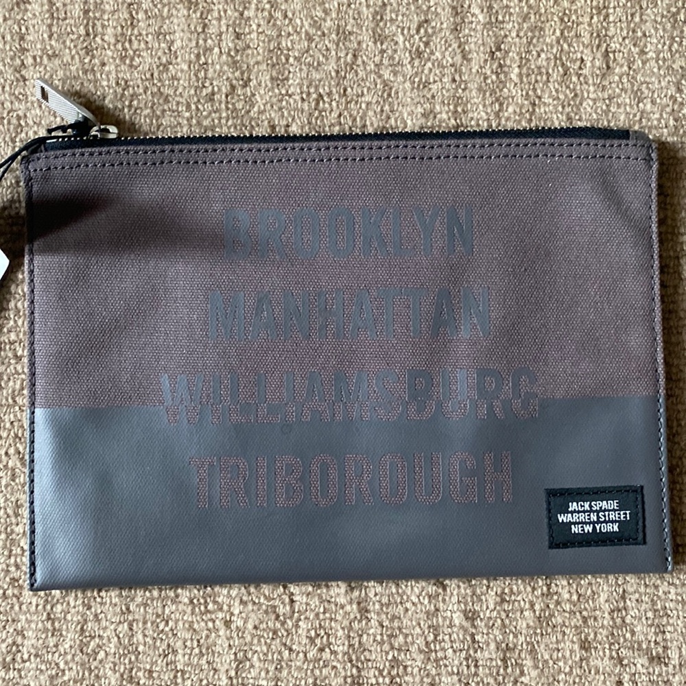 New! Jack Spade Bridges Cord Pouch in Grey